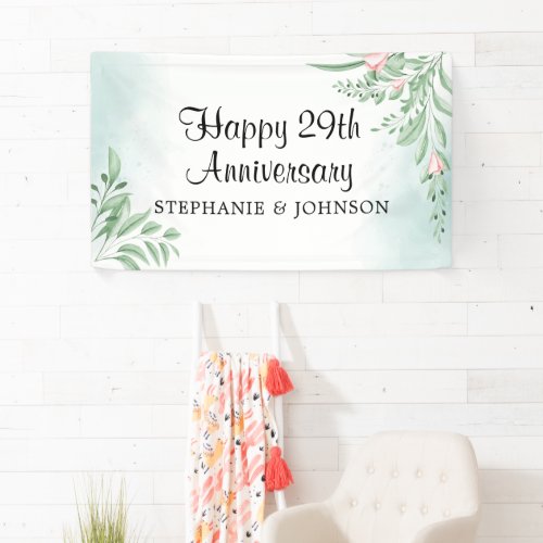 Boho Dusty Blue Eucalyptus Wedding Anniversary Ban Banner