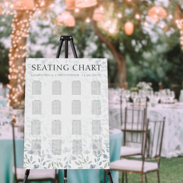 Boho Dusty Blue Eucalyptus Wedding seating chart Foam Board (Creator Uploaded)