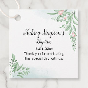 Boho Dusty Blue First Communion Baptism Favor Tags