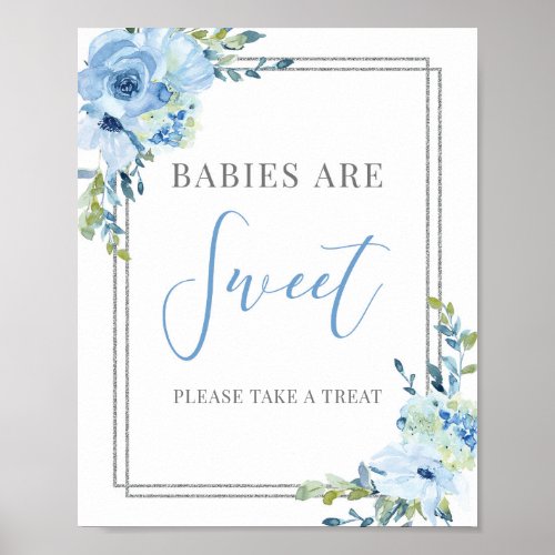 Boho dusty blue floral chic babies are sweet sign