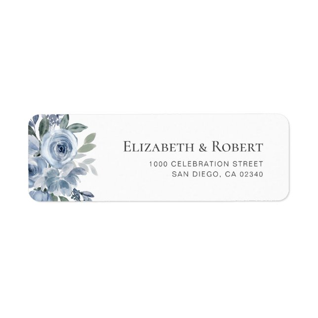 boho dusty blue floral custom address label (Front)
