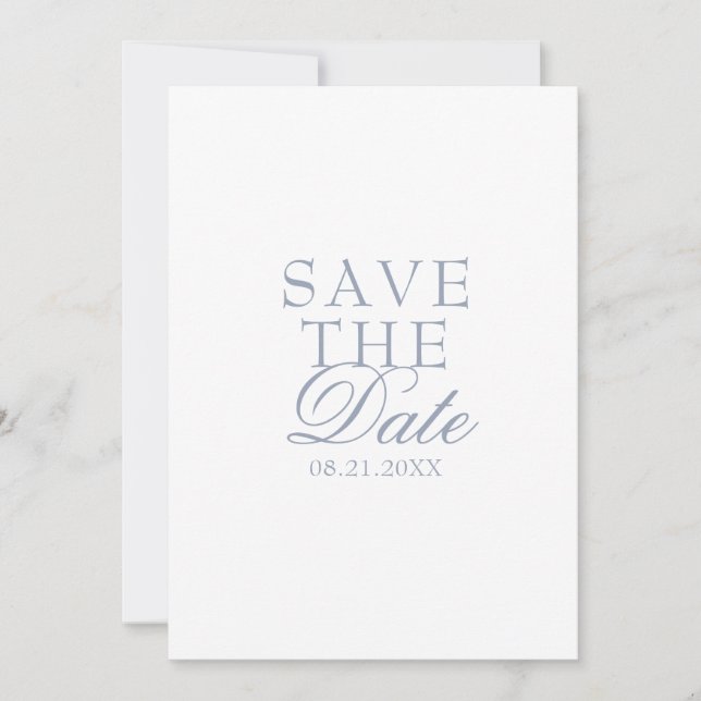 Boho Dusty Blue Floral Fancy Botanical Wedding  Save The Date (Front)