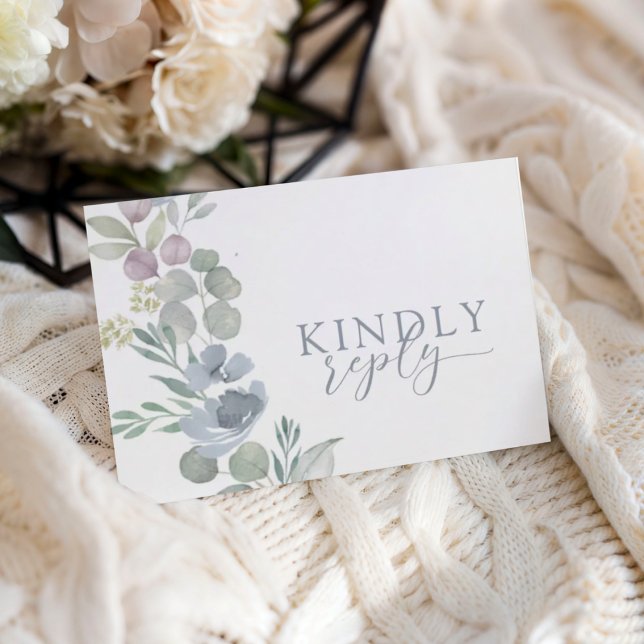 Boho Dusty Blue Floral RSVP Wedding  (Creator Uploaded)