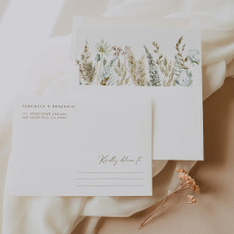 Boho Dusty Blue Greenery &amp; Dried Pampas Grass  Envelope