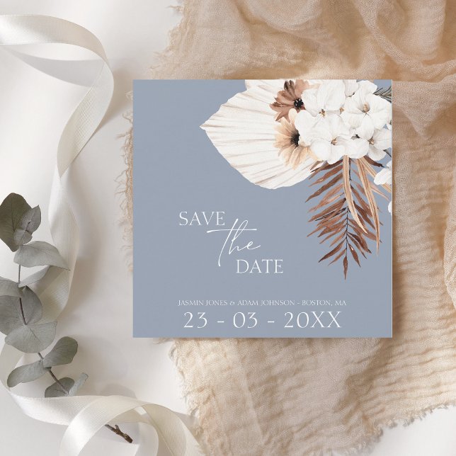 Boho Dusty Blue Pampas Grass Save the Date Save The Date (Creator Uploaded)