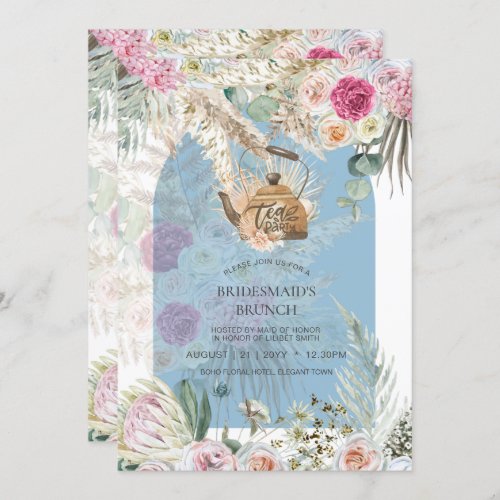 BOHO Dusty Blue Pampas Grass TEA PARTY Shower