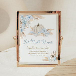Boho Dusty Blue Pumpkin Late Night Diapers Poster