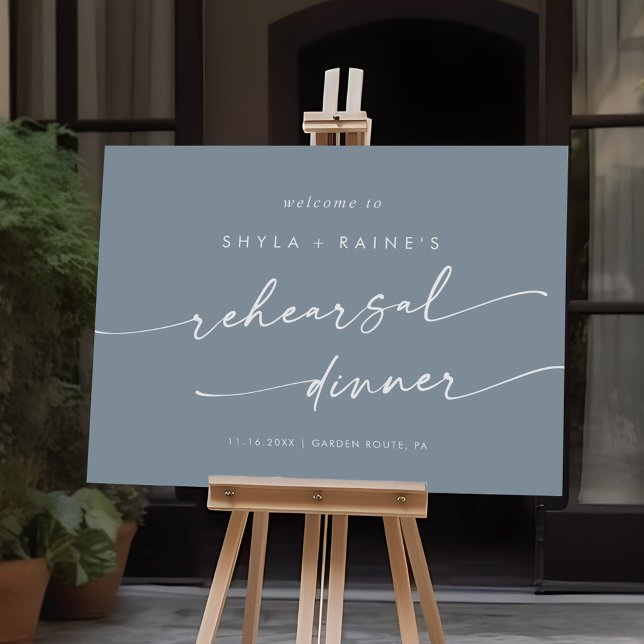 Boho Dusty Blue Rehearsal Dinner Welcome Sign (Creator Uploaded)