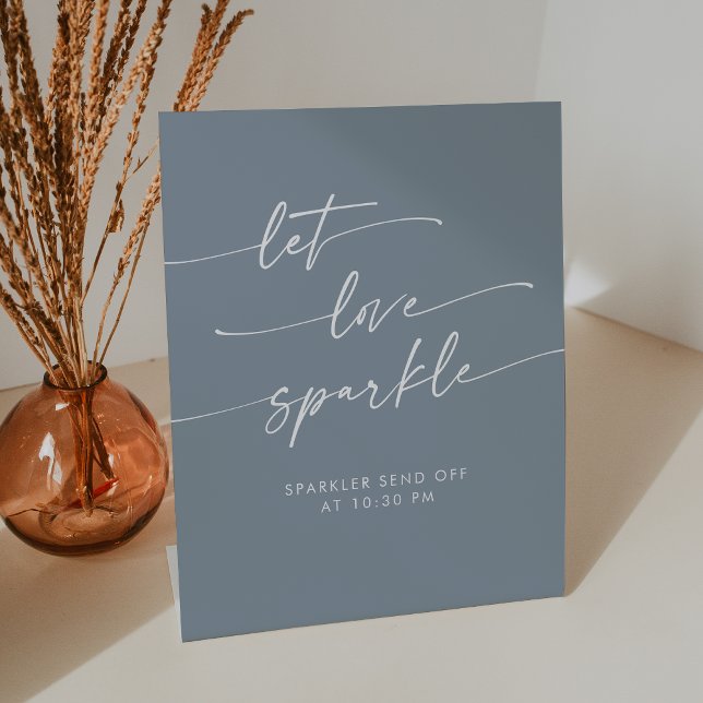 Boho Dusty Blue Sparkler Send Off Wedding Pedestal Sign (Boho Dusty Blue Sparkler Send Off Wedding Pedestal Sign)