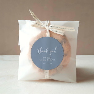 Boho Dusty Blue Thank You Bridal Shower Favor Classic Round Sticker