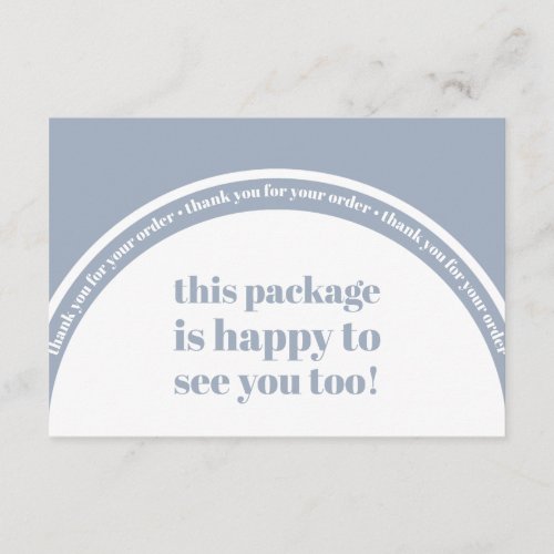 Boho Dusty Blue Thank You Order Small Business Enclosure Card