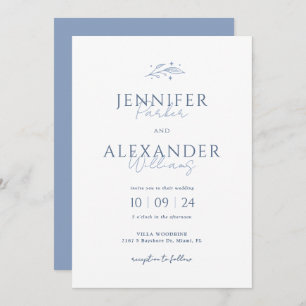 Boho Dusty Blue Wedding Invitation
