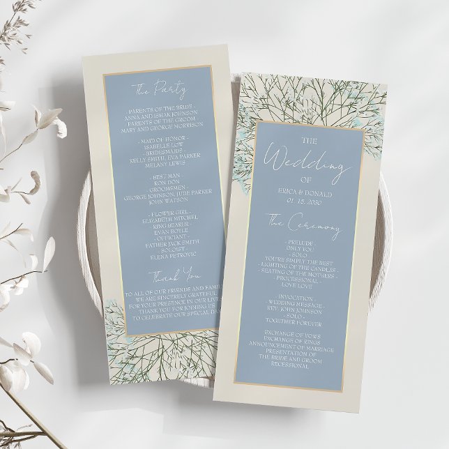Boho Dusty Blue Wedding Program (Creator Uploaded)