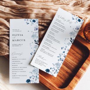 Boho Dusty Blue Wildflower Elegant Wedding Program