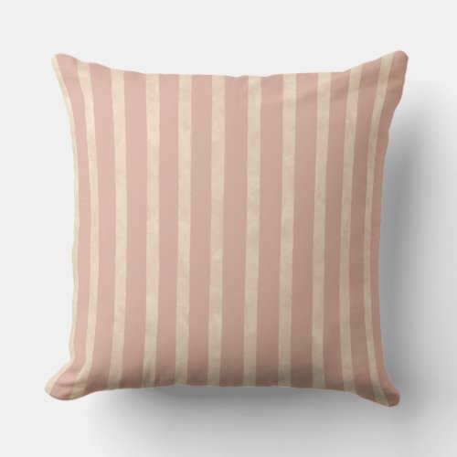 Boho Dusty Blush Pink and Cream Stripes Throw Pillow