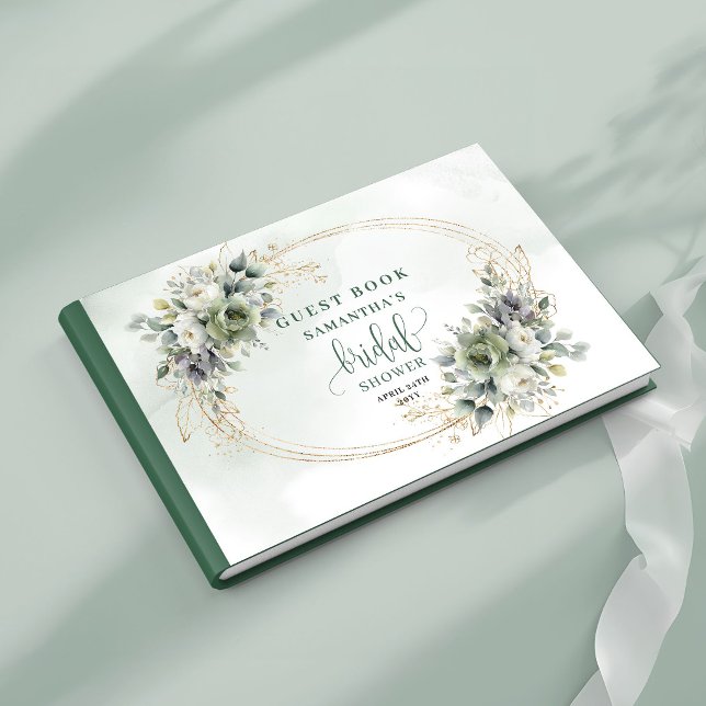 Boho Dusty Green Eucalyptus Bridal Shower Guest  Book (Boho Dusty Green Eucalyptus Bridal Shower Guest Book)