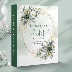Boho Dusty Green Eucalyptus Bridal Shower Memory  3 Ring Binder