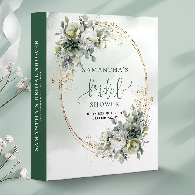 Boho Dusty Green Eucalyptus Bridal Shower Memory  3 Ring Binder (Boho Dusty Green Eucalyptus Bridal Shower Memory Album)