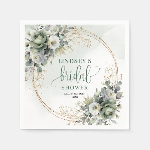 Boho Dusty Green Eucalyptus Bridal Shower Party   Napkins