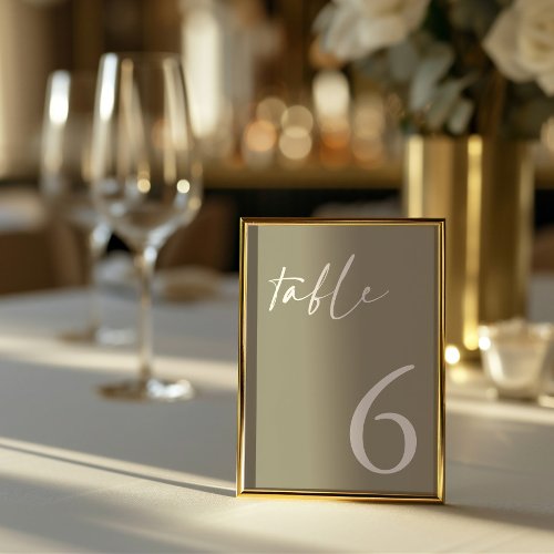 Boho Dusty Green Modern Table Number One_Sided