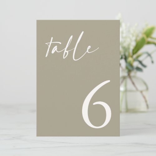 Boho Dusty Green Modern Table Number Two_Sided