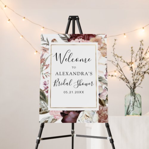 Boho Dusty Pink Burgundy Bridal Shower Foam Board