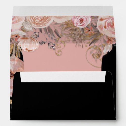 BOHO Dusty Pink Fall Floral Rose Gold Watercolor Envelope