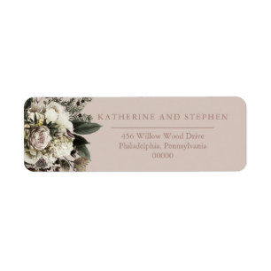 Boho Dusty Pink Floral Bouquet Wedding Label