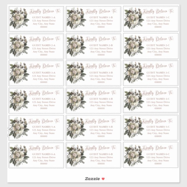 Boho Dusty Pink Floral Wedding Guest Address  Sticker (Sheet)