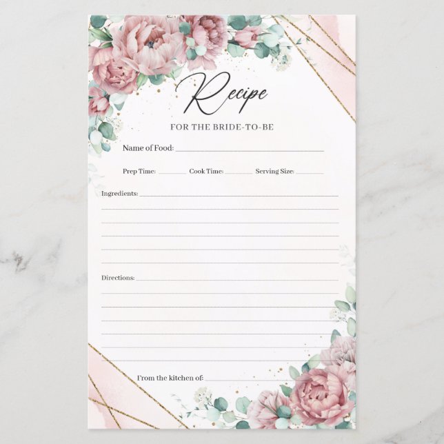 Boho dusty pink peonies eucalyptus gold recipe (Front)