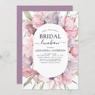 Boho Dusty Pink Purple Bridal Shower Luncheon Invitation