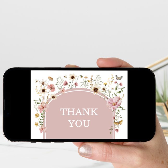 Boho Dusty Pink Wildflower Baby in Bloom Thank You (Front Digital)