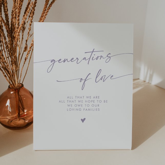 Boho Dusty Purple Generations of Love Wedding Pedestal Sign (Creator Uploaded)