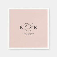 Boho Dusty Rose Elegant Monogram Wedding Napkins