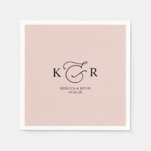 Boho Dusty Rose Elegant Monogram Wedding Napkins