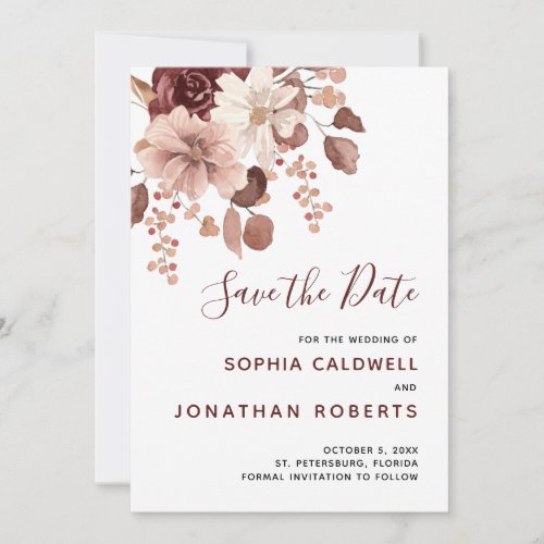 Boho Dusty Rose Eucalyptus Floral Wedding Save The Date