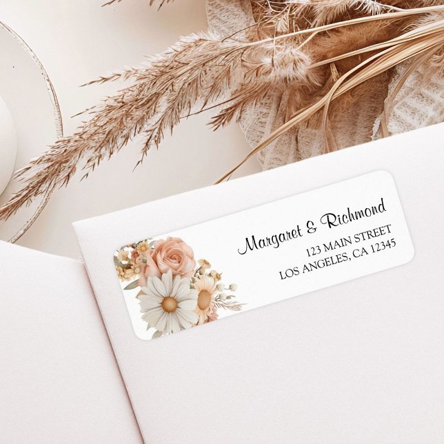 Boho Dusty Rose Floral Wedding Address Label (Creator Uploaded)