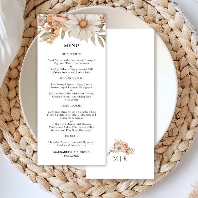 Boho Dusty Rose Floral Wedding Menu (Creator Uploaded)