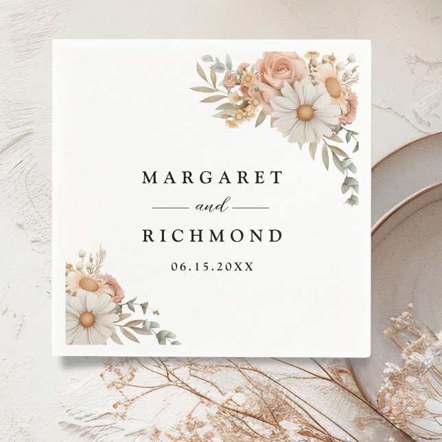 Boho Dusty Rose Floral Wedding Napkins (Creator Uploaded)