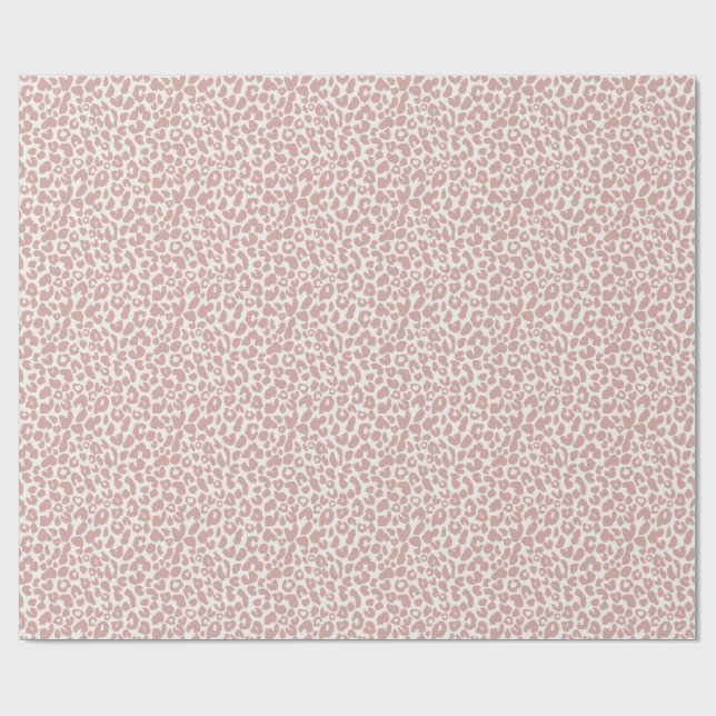 Boho Dusty Rose Leopard Print  Wrapping Paper (Flat)