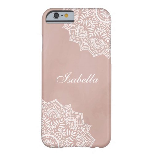 Boho Dusty Rose Mandala Custom Name Barely There iPhone 6 Case