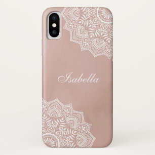 Boho Dusty Rose Mandala Personalized Phone Case