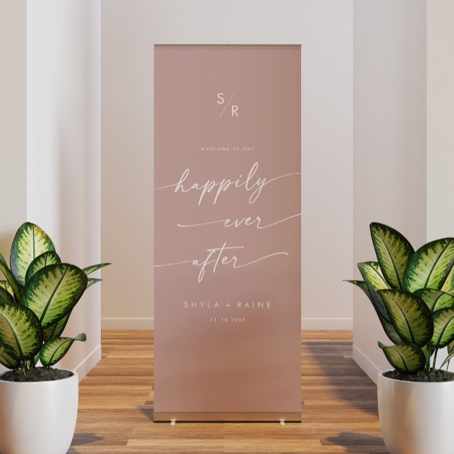 Boho Dusty Rose Pink Happily Ever After Welcome Retractable Banner (Creator Uploaded)