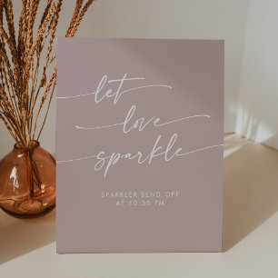 Boho Dusty Rose Pink Sparkler Send Off Wedding Pedestal Sign