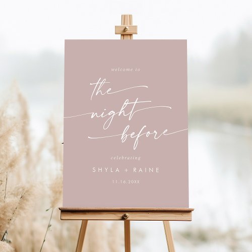 Boho Dusty Rose Pink Welcome The Night Before Sign