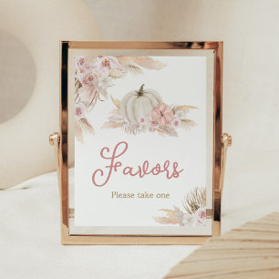 Boho Dusty Rose Pumpkin Baby Shower Favors Poster