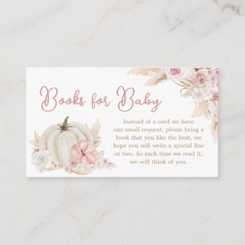 Boho Dusty Rose Pumpkin Books for Baby Enclosure Card