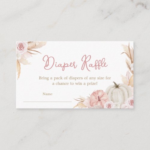 Boho Dusty Rose Pumpkin Diaper Raffle Enclosure Card