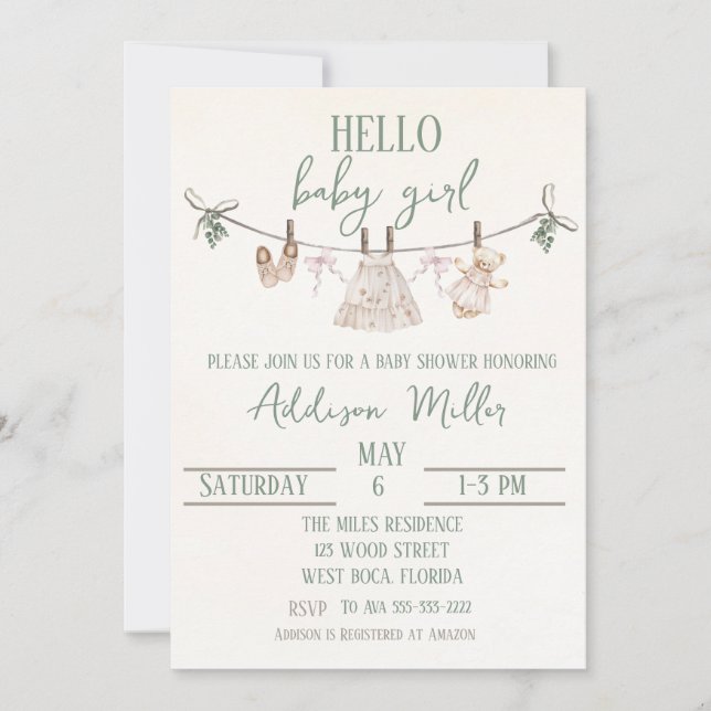 Boho Earth Pink Girl Baby Shower Invitation (Front)