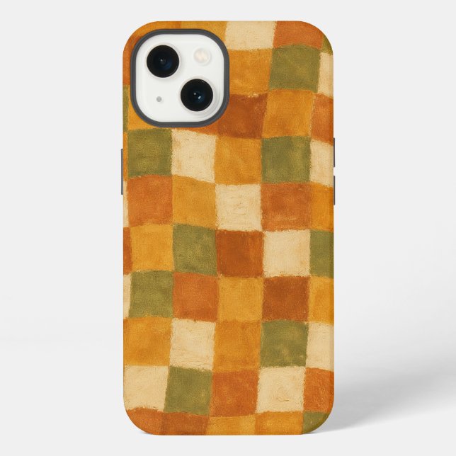 Boho Earth Tone Checkered Pattern Iphone Case (Back)
